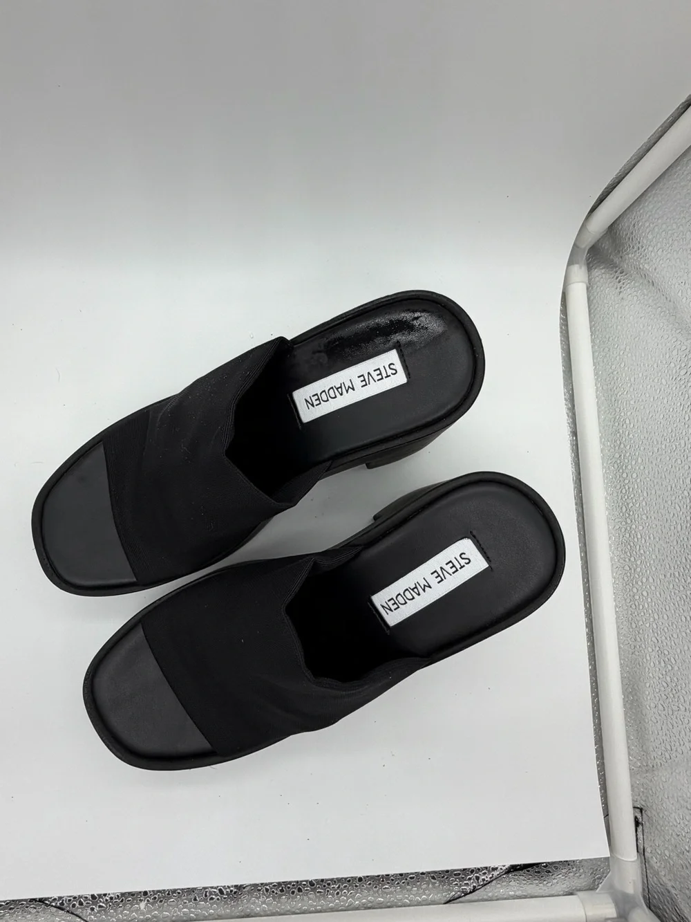 Steve Madden Black Chunky Platform Mule Heels